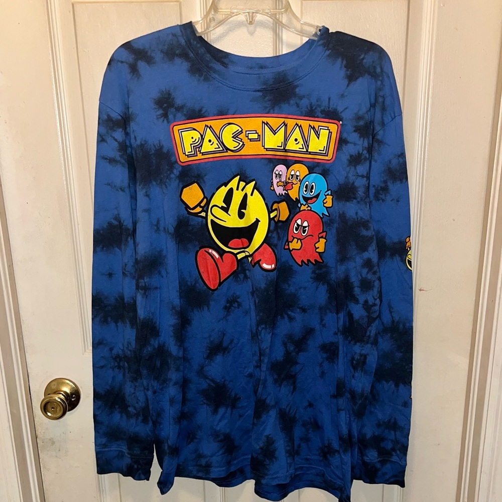PAC-MAN Long Sleeve Tie Dye Shirt. Sz XL.